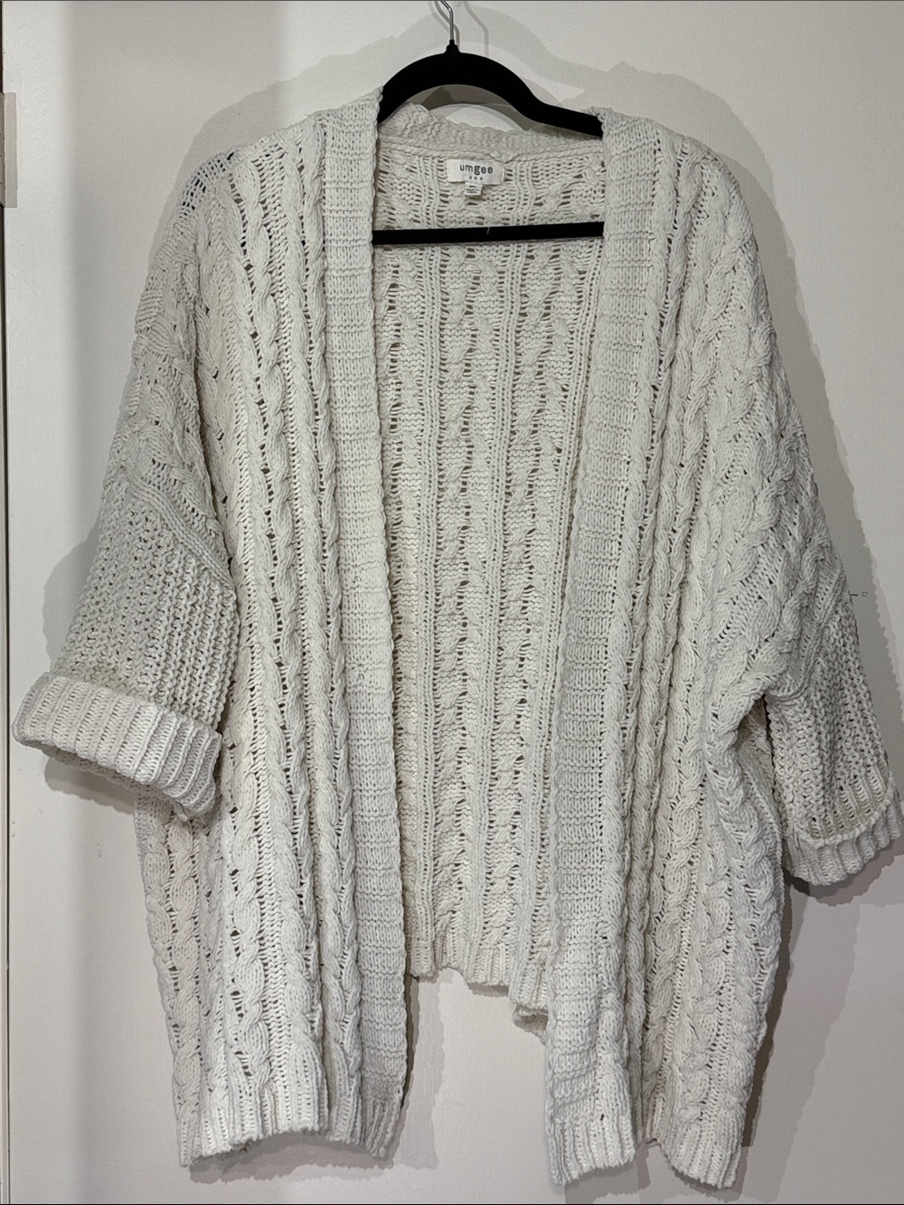 Umgee Women’s Cozy Open-Front Cable Knit Sweater Cardigan - Cream